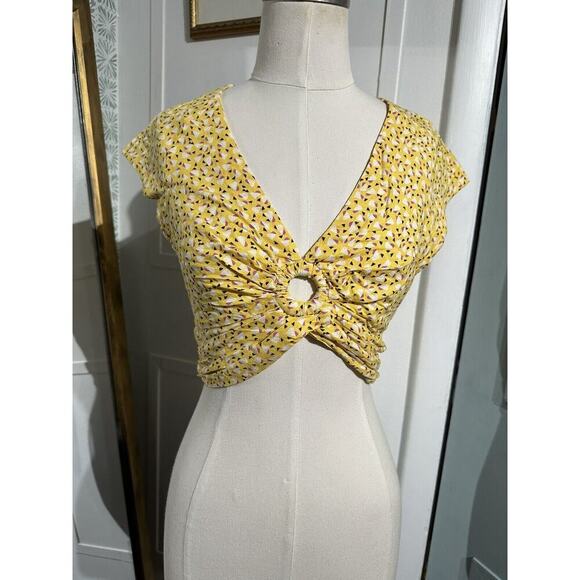 Free People Women’s Havana Honey Crop Top Blouse Yellow Size XS NWT - Picture 7 of 10